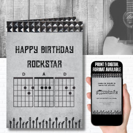 Tarjeta Moderno Black Grey Rockstar Papá Feliz Cumpleaños