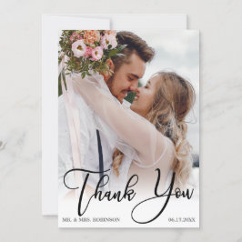 Tarjeta Moderno Boda manuscrito 2 Foto Gracias