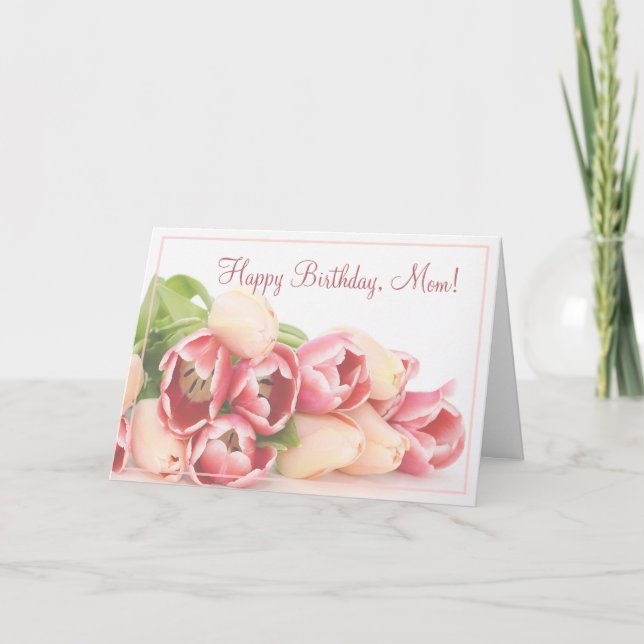 Tarjeta Moderno Bouquet rosado con flores de rosa para mam (Anverso)