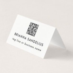 Tarjeta Moderno Código QR en Blanco y Negro Profesional