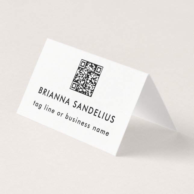 Tarjeta Moderno Código QR en Blanco y Negro Profesional (Anverso)