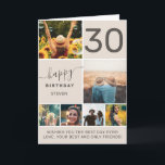 Tarjeta Moderno collage de fotos beige de 30 cumpleaños 6<br><div class="desc">Moderna red de collage de fotos en color beige 6 de 30 años con tipografía moderna.</div>