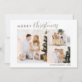 Tarjeta Moderno Collage de fotos caligráfico Feliz Navidad