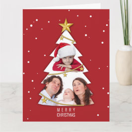 Tarjeta Moderno Collage de fotos de árbol navideño merry r