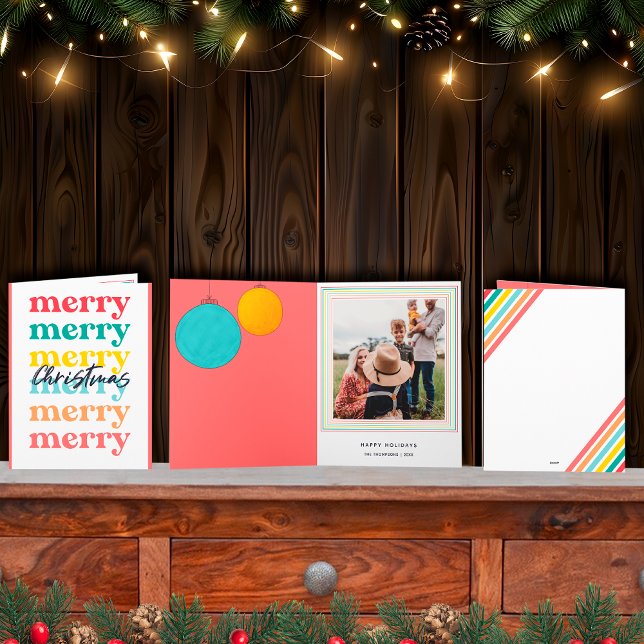 Tarjeta Moderno color rojo Feliz Navidad Una Foto (Subido por el creador)