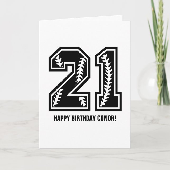 Tarjeta Moderno cumpleaños 21 en blanco y negro (Anverso)