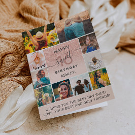 Tarjeta Moderno dulce 16 cumpleaños rosa 11 collage de fot