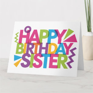 Tarjeta Moderno gráfico vibrante de "FELIZ CUMPLEAÑOS HERM