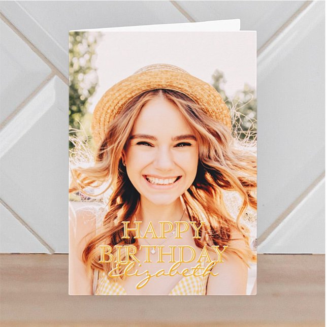 Tarjeta Moderno guión simple foto cumpleaños saludo de cum (Subido por el creador)