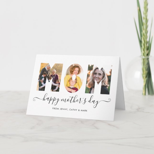 Tarjeta Moderno MOM 3 Collage de fotos Script's Day (Anverso)