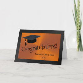 Tarjeta Moderno Naranja Negro felicitaciones Graduación