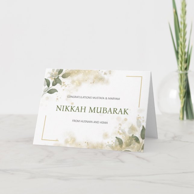 Tarjeta Moderno Nikkah Mubarak Boda islámico Dua Felicitac (Anverso)