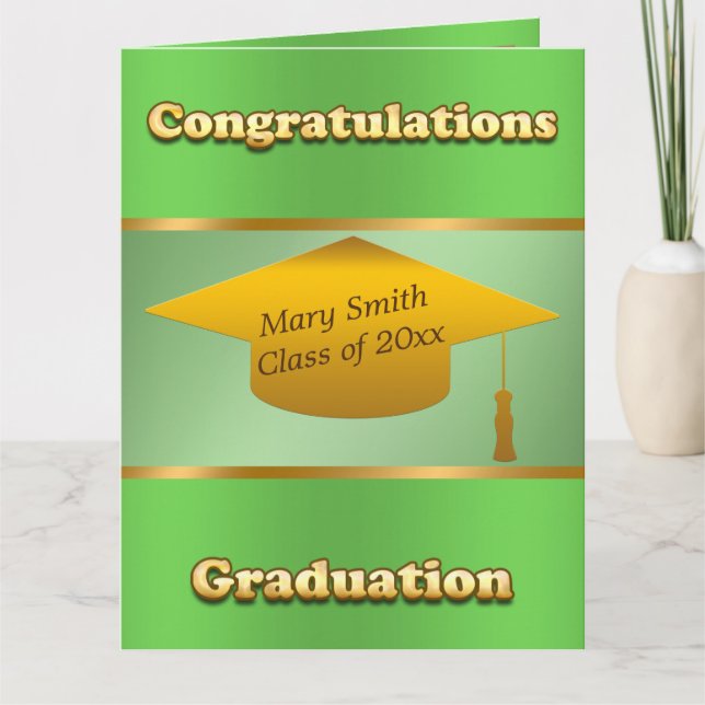 Tarjeta Moderno Personalizar simple Gold Green (Anverso)