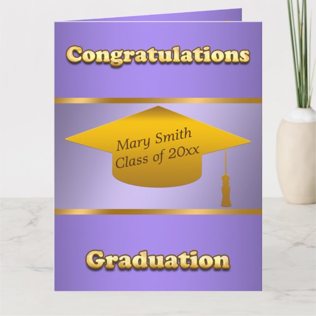 Tarjeta Moderno Personalizar simple oro morado (Anverso)