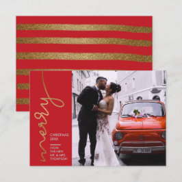 Tarjeta Moderno primer Boda de Navidad Faux Gold