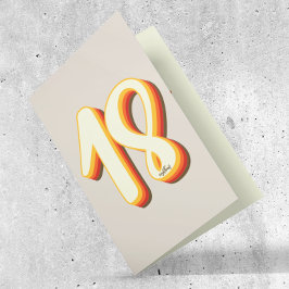 Tarjeta Moderno Retro Groovy Gris Dieciocho cumpleaños