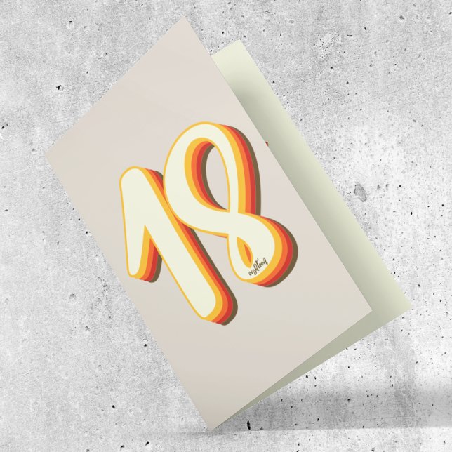 Tarjeta Moderno Retro Groovy Gris Dieciocho cumpleaños (Subido por el creador)