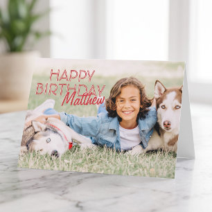 Tarjeta Moderno Saludo de Cumpleaños con Foto Personalizad