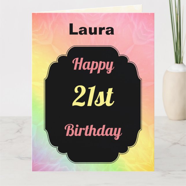 Tarjeta Moderno y colorido cumpleaños número 21 (Anverso)