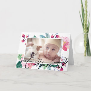 Tarjeta Moderno y elegante Padrino Propuesta Floral 2 Foto