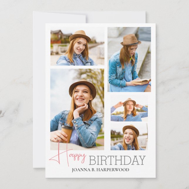 Tarjeta Moderno y sencillo Cumpleaños elegante 5 Foto (Anverso)