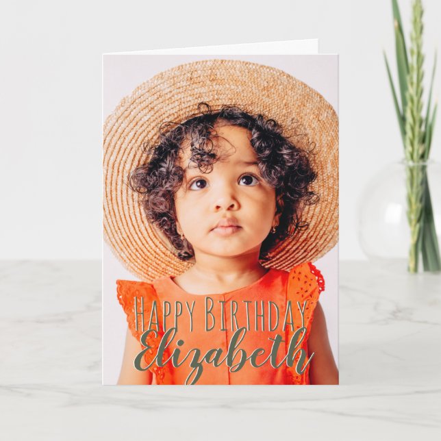 Tarjeta Moderno y simple foto Personalizado Festejo de cum (Anverso)