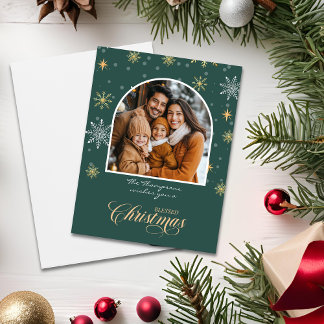 Tarjeta Modernos copos de nieve en invierno Foto de Navida