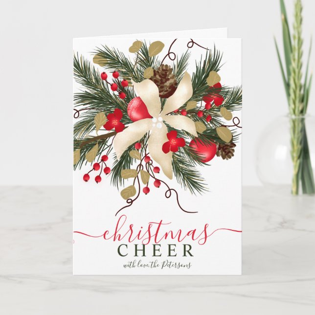 Tarjeta Modernos Navidades de Cheen acuarela floral 7 foto (Anverso)