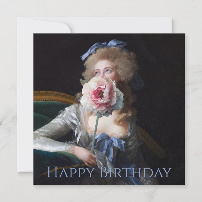 Tarjeta Modesta con Feliz Cumpleaños Peonía Rosa (Anverso)