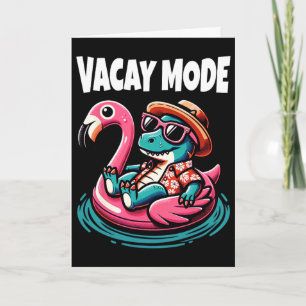 Tarjeta Modo de vacaciones de dinosaurio lindo divertido v