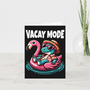 Tarjeta Modo de vacaciones de dinosaurio lindo divertido v