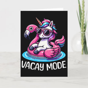 Tarjeta Modo de vacaciones de unicornio lindo divertido va