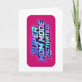 Tarjeta Modo Super Mamá Activado Texto Retro Glitch