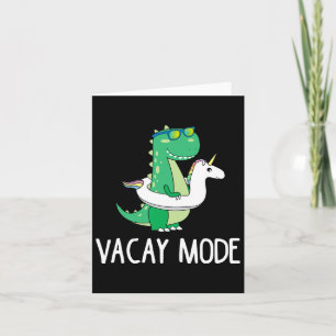 Tarjeta Modo Vacaciones Camiseta Dinosaurio Lindo Divertid