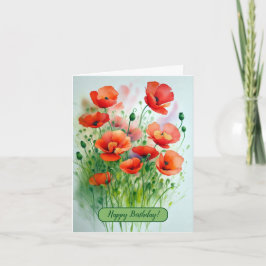 Tarjeta Mohnblumenwiese, Aquarell -