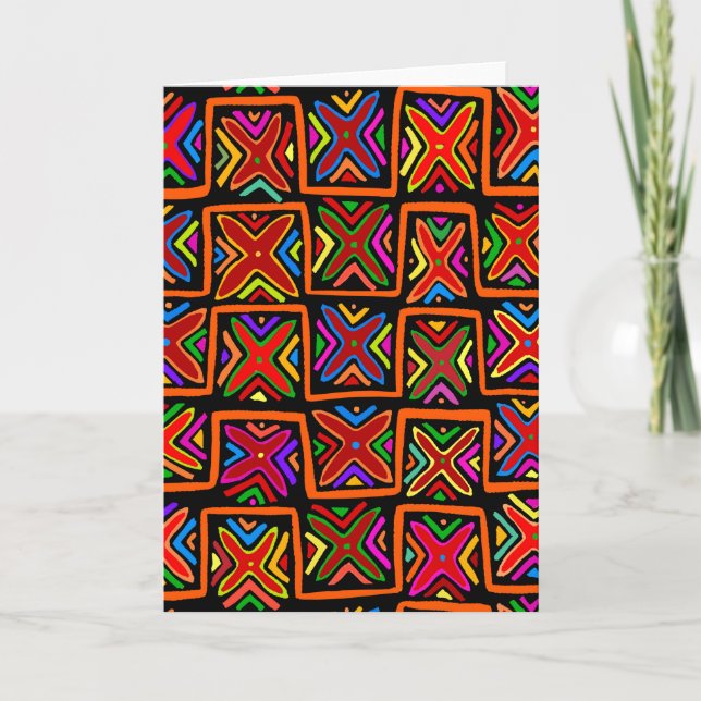 Tarjeta Mola tribal Kuna - Verificación Roja (Anverso)