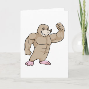 Tarjeta Mole como Bodybuilder con músculos grandes