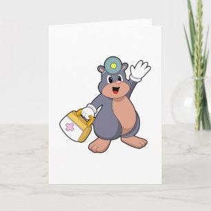 Tarjeta Mole como enfermera con botiquín de primeros auxil