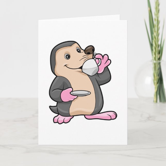 Tarjeta Mole con taza de café y sartén (Anverso)