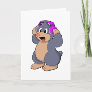 Tarjeta Mole en la música con auriculares