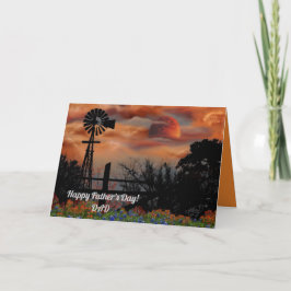 Tarjeta Molino De Viento Y Luna Naranja