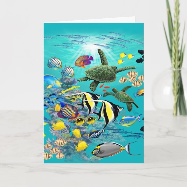 Tarjeta Molokini Cove Turba de mar de peces tropicales de  (Anverso)