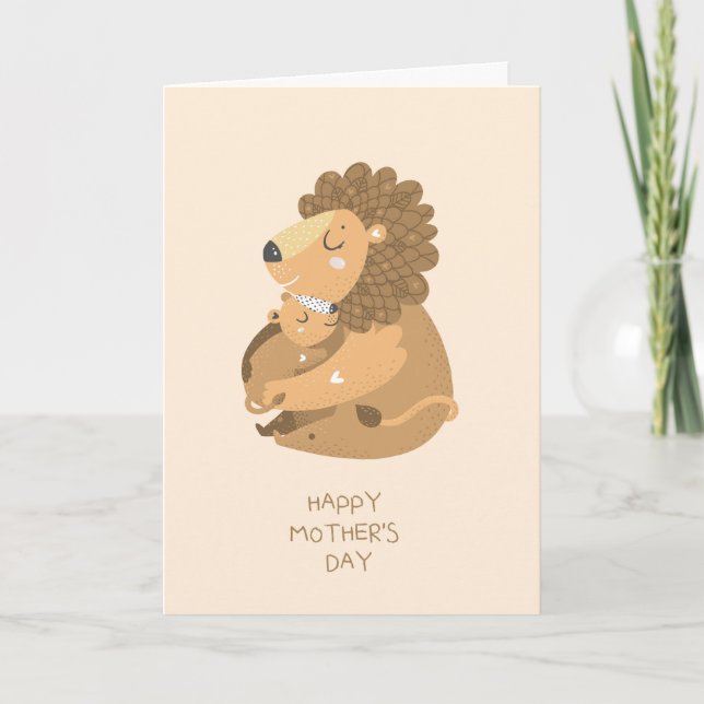 Tarjeta Mom and Baby Cub Mother's Day Card (Anverso)