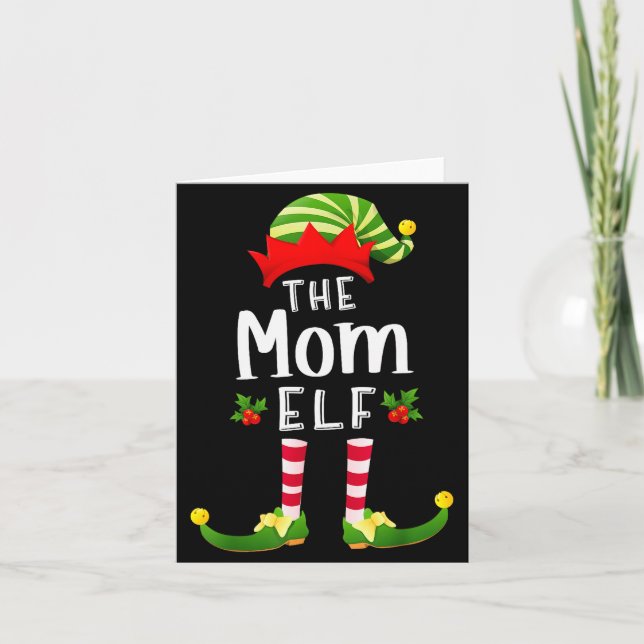 Tarjeta Mom Christmas Elf Matching Pajama X-mas Party  (Anverso)