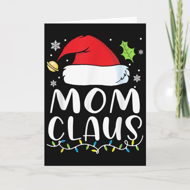 Tarjeta Mom Claus Christmas Lights Pajama Xmas Family Matc (Anverso)