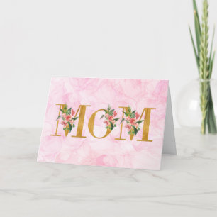 Tarjeta MOM Día de la Madre Flor Rosa