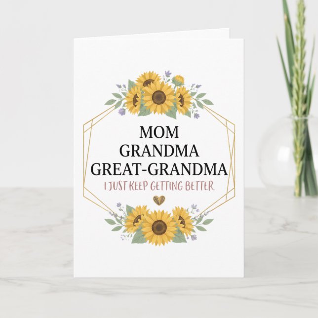 Tarjeta Mom Grandma Great Grandma Floral Family Pride  (Anverso)