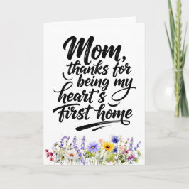 Tarjeta Mom Hearts First Home Watercolor Wildflower