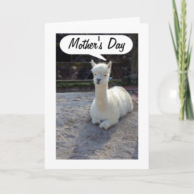 Tarjeta MOM-LLAMA dice FELIZ DÍA DE LAS MADRES=MAMÁ INCREÍ (Anverso)