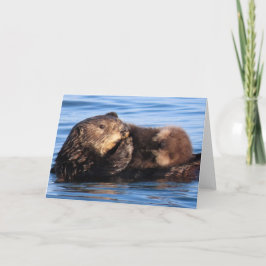 Tarjeta Mom Sea Otter y su Adorable Pup